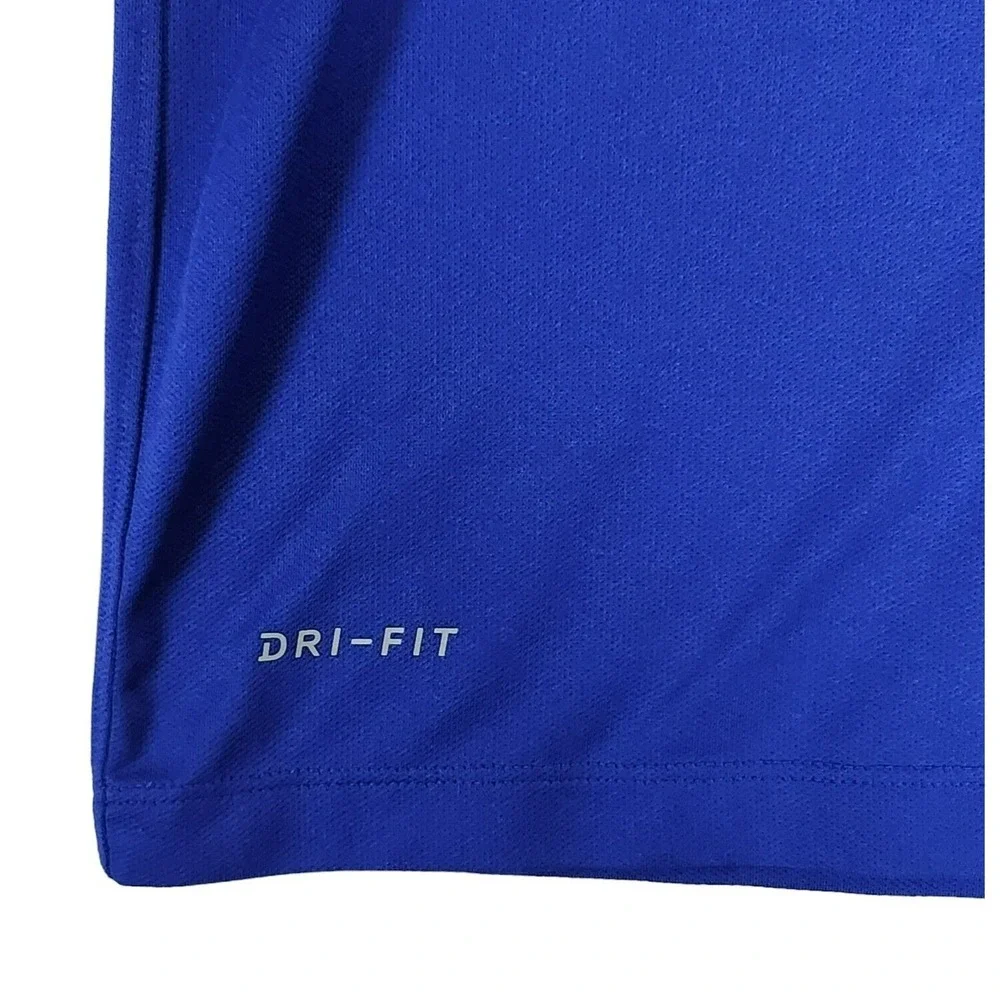 Nike Polo Shirt Men's Medium Blue Black strip Performance‎ Golf Dri Fit